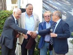 Un momento della commemorazione. Da Destra Giorgio Matracia, attuale presidente del Lauria, Giglio, il Prof. Roberto Lagalla