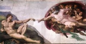 L'affresco di Michelangelo nella Sistina, uno dei dipinti più famosi al mondo, in cui Dio certamente trasmette . per Michelangelo - all'umanità una "consegna"