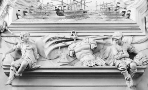 Dopo la pesante sconfitta di Lepanto (1571) il ragazzo cristiano cerca di consolare quello musulmano per l'umiliazione infertagli. (Giacomo Serpotta in Oratori S.Cita a Palermo)