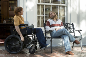 Joaquin Phoenix as John Callahan and Jonah Hill as Donnie star in DON'T WORRY, HE WON'T GET FAR ON FOOT.