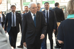 Mattarella giunge in Piazza San Domenico al museo di Storia patria. (Foto Angelo Modesto)