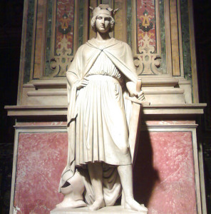 Corradino di Svevia, ultimo Hoerstaufen (Corrado IV), sconfitto a Tagliacozzo e proditoriamente consegnato a Carlo d'Angiò che lo decapitò a Napoli. La stessa città ancora lo piange.... La statua è posta a piazza Mercato non lungi dal luogo dell'esecuzione.