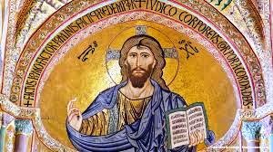 Il Cristo Pantocratore (che sostiene il mondo) di Cefalù, simbolo dell'Anno Santo, resta una delle più belle e dolci immagini di Gesù. E' opera di mosaicisti bizantini chiamati da Ruggero II. L'immagine di Gesù serve a concentrasi nella preghiera:cristiano è chi segue il Suo messaggio. Gesù ha trasformato la croce -un patibolo - nel simbolo della pace e della bontà: è il simbolo più diffuso del mondo ed è considerato il più e "affidabile" del mondo. E' seguito a molta distanza dall'ancora.