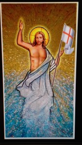 Gesù risorto in un vetro del nisseno Vincenzo Greco (artigianato artistico).Pare sia l'unico del settore a garantire senza data la persistenza dei colori.