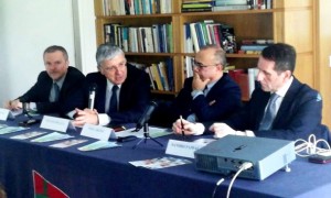 La riunione al Maeci. Da sx Antonello De Riu, Vincenzo De Luca, Nino Carlino, Sandro Pappalardo.