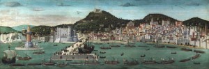 Brava Matera: nella esposizione come Capitaledella cultura europea ha ricordatoilruolo delMerisioned'ItalianelRinascimento. Qui il portodiNapoli a quei tempi in una "tavoladi Framncesco Pagano"