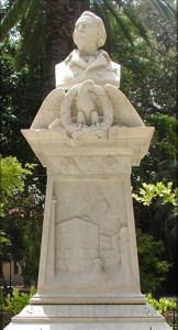 Busto di Giuseppe La Masa a Palermo nella villa Geribaldi a Piazza Marina.