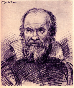 Galileo in un ritratto seicentesco vergato a pastello nero da Guido Reni. La ritrattistica era passata dell'esperienza del Rinascimento e viveva quella del baroccoche rappresentava i crucci di un'epoca che -mentre innescava i primi "modi" del mondo moderno - aveva perduto le precedenti certezze morali.