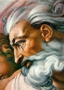 Dio Padre Sistina. Forse Dionon ha questo aspetto ma la poesia michelangiolesca conquista certo il nostro cuore.