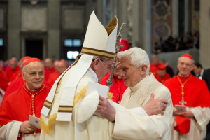 Foto LaPresse 22/02/2014 Roma Attualità Concistoro: il Papa crea 19 nuovi cardinali nella foto: Papa Francesco e Papa emerito Benedetto