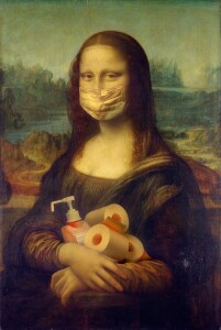 Si parla del grande Leonardo (ma il più grande scienziato è Galileo). Sommo pittore, grande fiorentino come altri, innovatore come pochi: quante ne hanno 'combinate' alla sua Gioconda. Ecco Monna Lisa in formato 2019 con mascherina perfettamente chiusa sul naso anche lei...