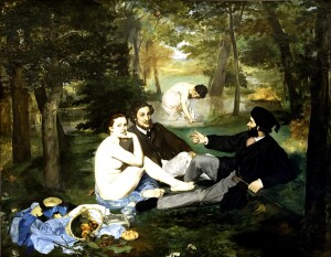 La meno castigata Colazione sull'erba di Édouard Manet. L'altro quasi omonimo grande esponente dell'impressionismo francese.